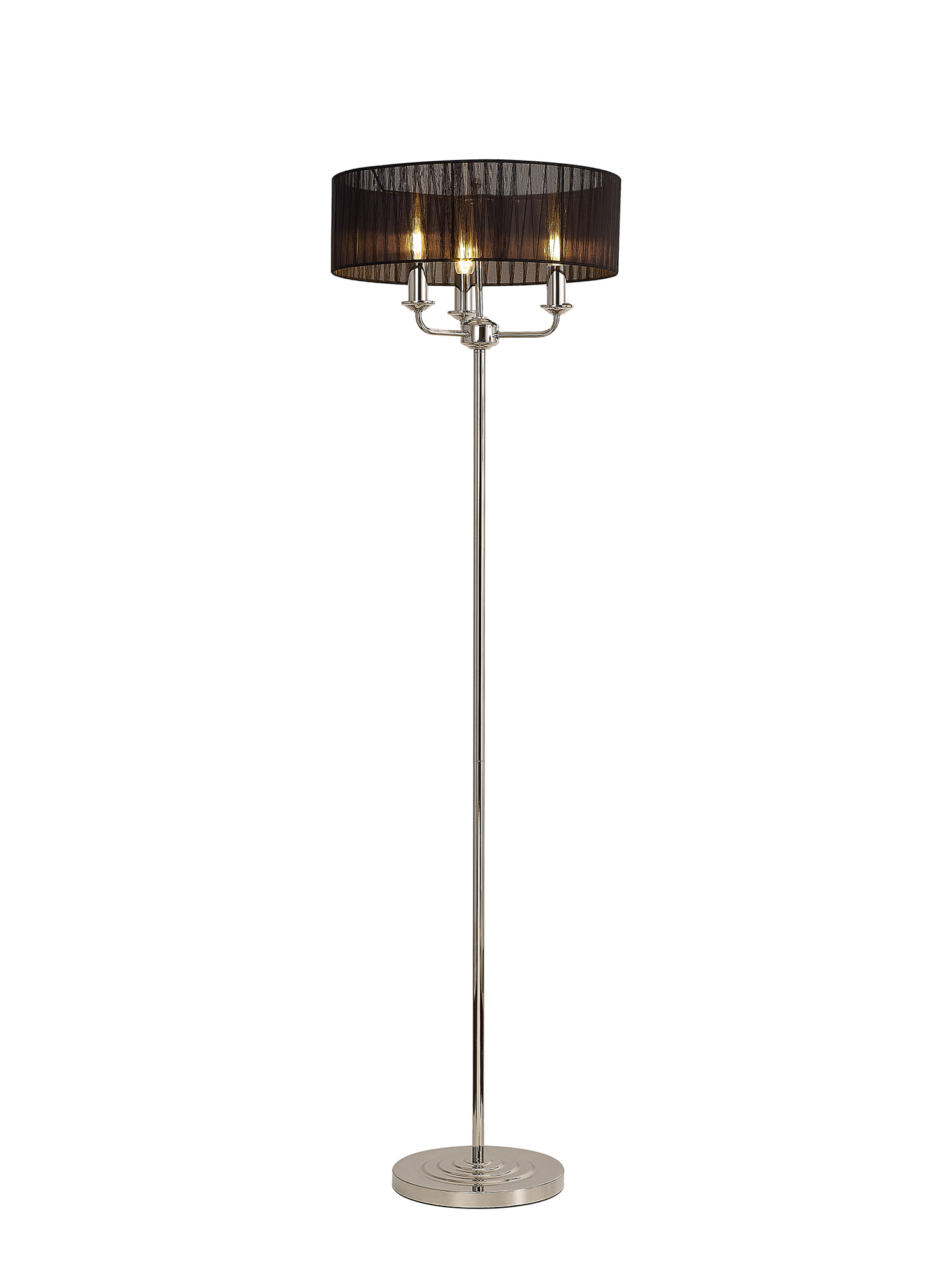 DK0888  Banyan 45cm 3 Light Floor Lamp Polished Nickel; Black